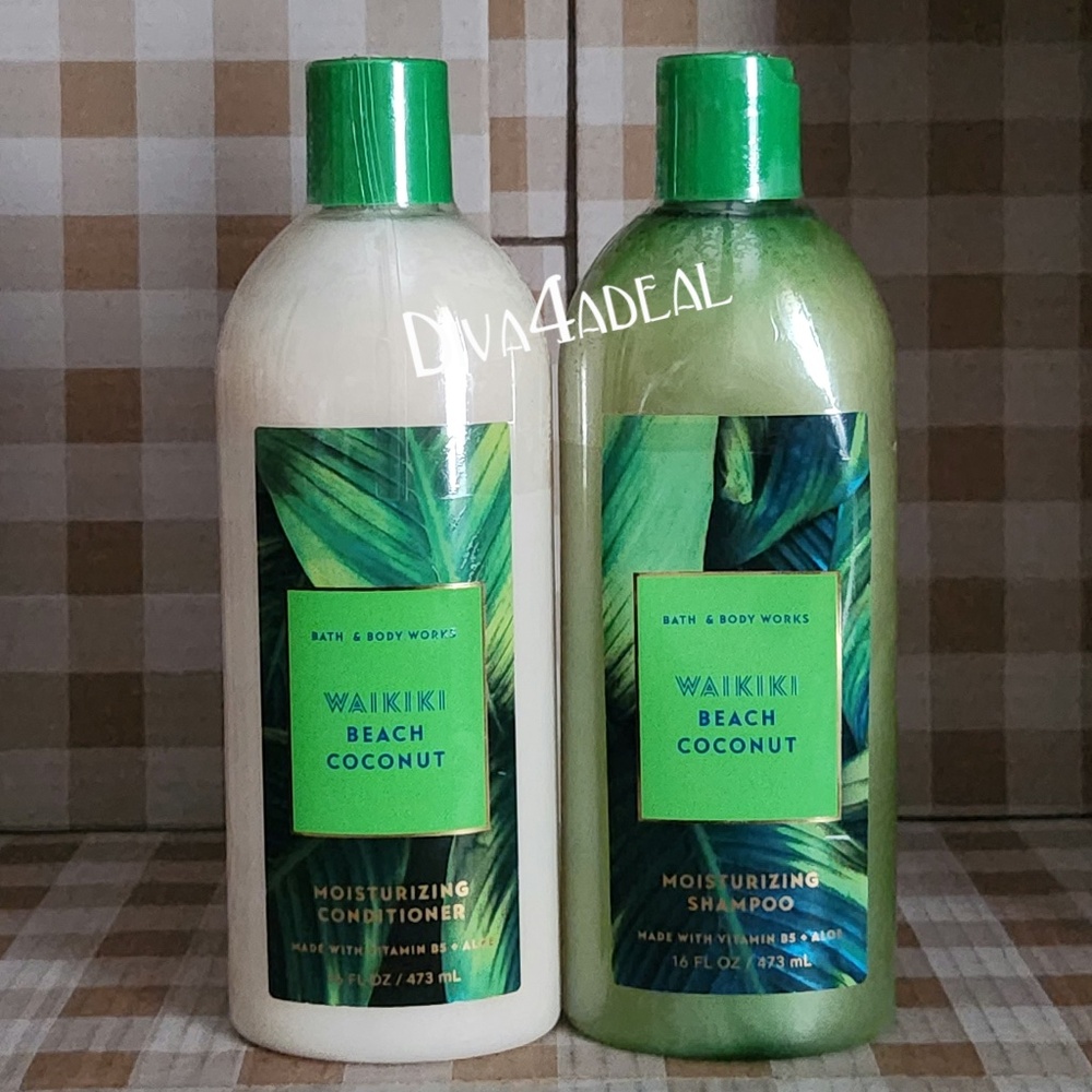 Bath & Body Works WAIKIKI BEACH COCONUT 16 OZ Shampoo & Conditioner Set